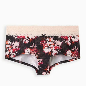 Torrid Wide Lace Trim Cotton Veronica Floral Boyshort Panty NEW Size 2X